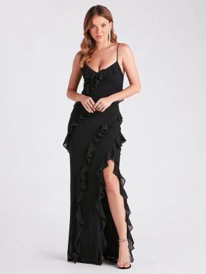 Melrose Formal Mesh Ruffle Mermaid Dress