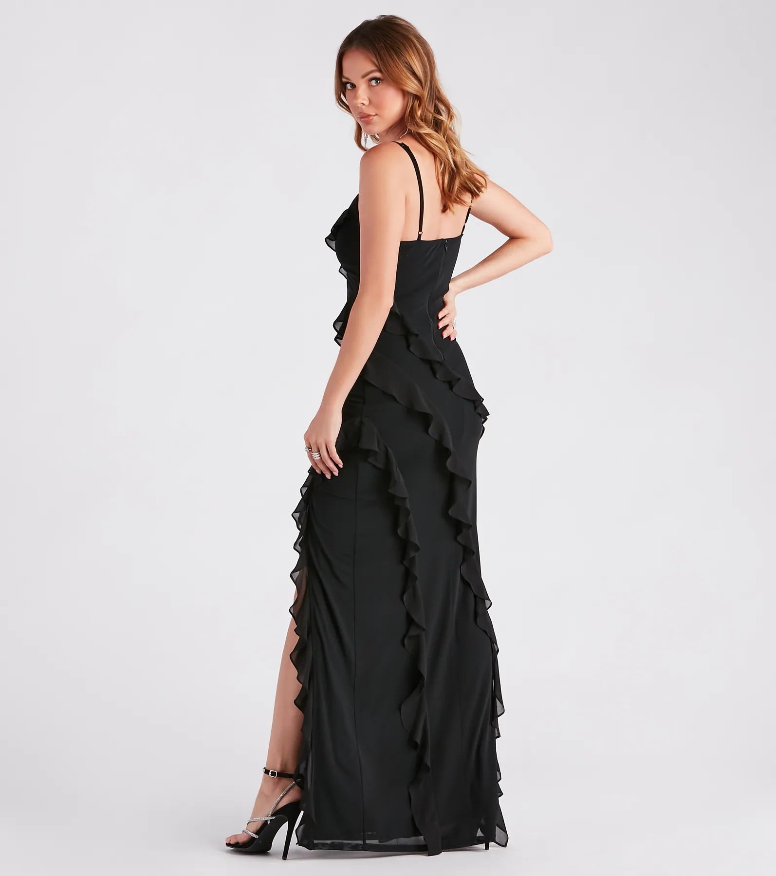 Melrose Formal Mesh Ruffle Mermaid Dress - Image 2