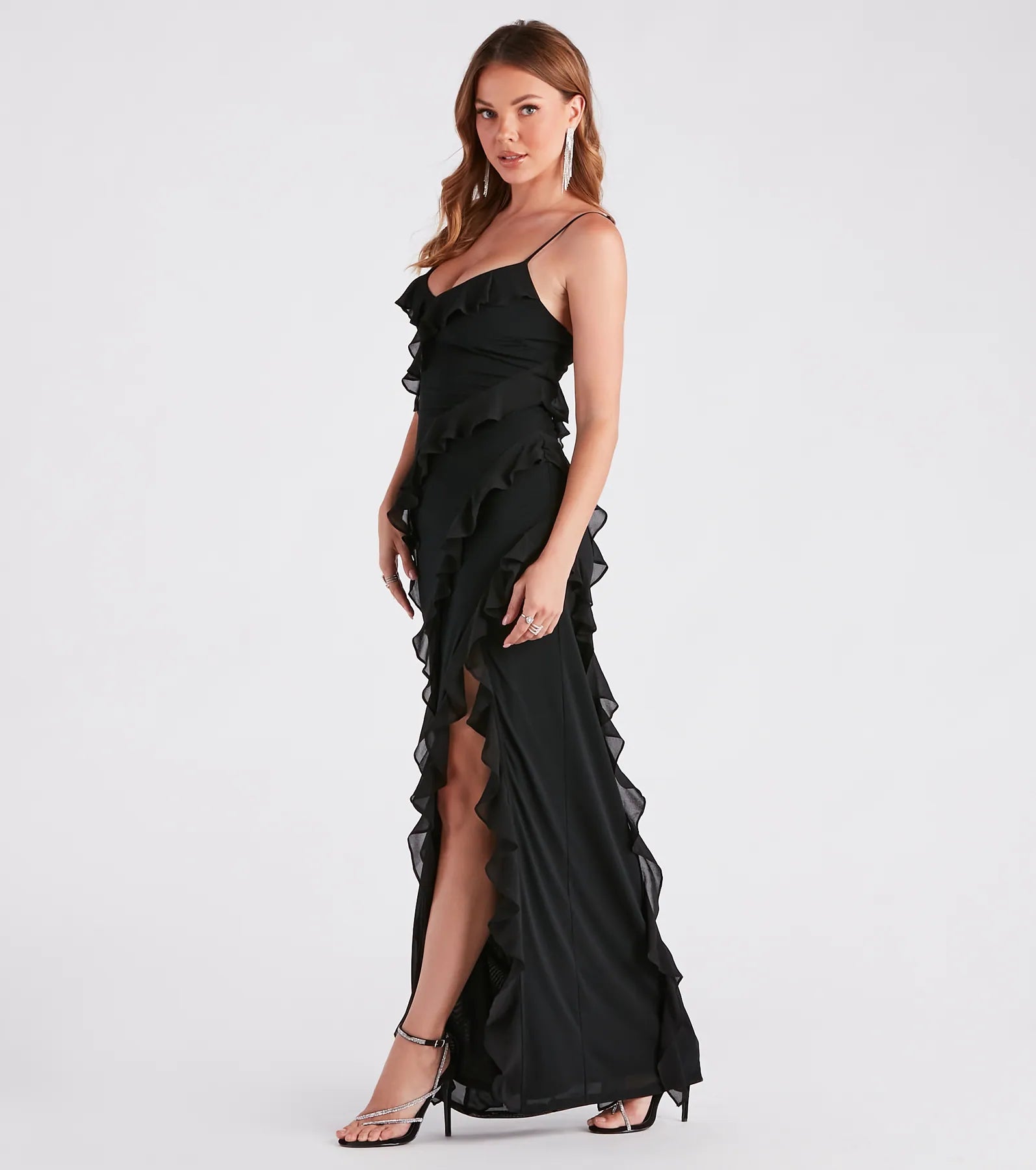 Melrose Formal Mesh Ruffle Mermaid Dress - Image 3