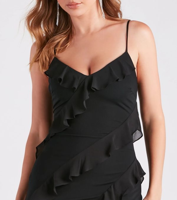 Melrose Formal Mesh Ruffle Mermaid Dress - Image 4