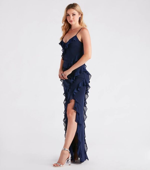 Melrose Formal Mesh Ruffle Mermaid Dress - Image 8