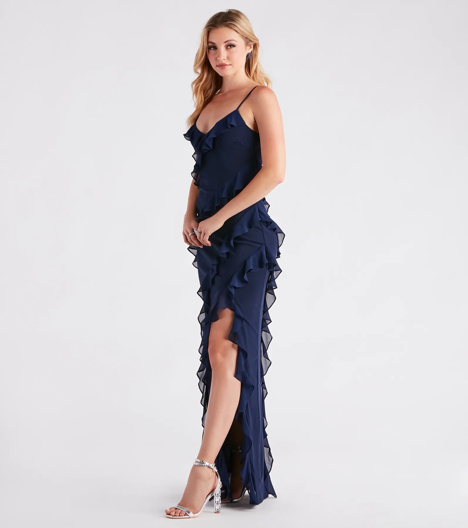 Melrose Formal Mesh Ruffle Mermaid Dress - Image 8