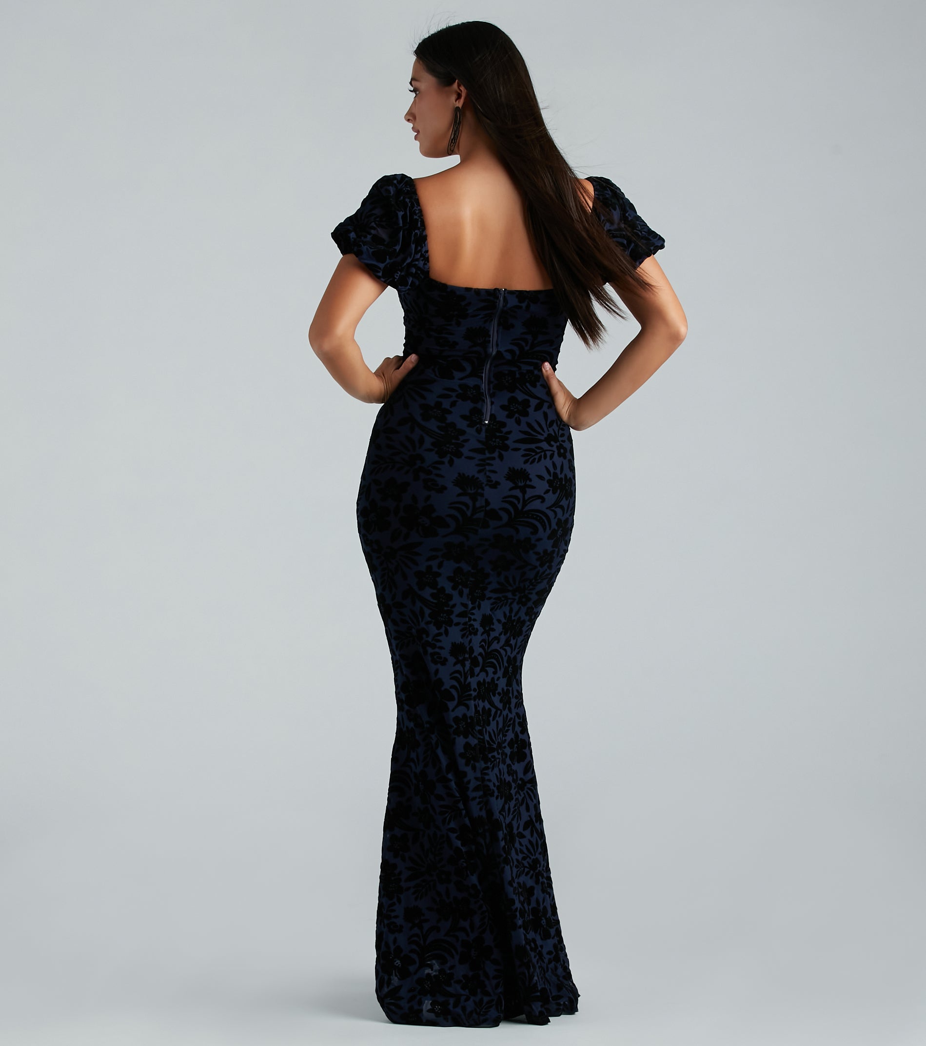 Kathleen Formal Velvet Floral Mermaid Long Dress - Image 2