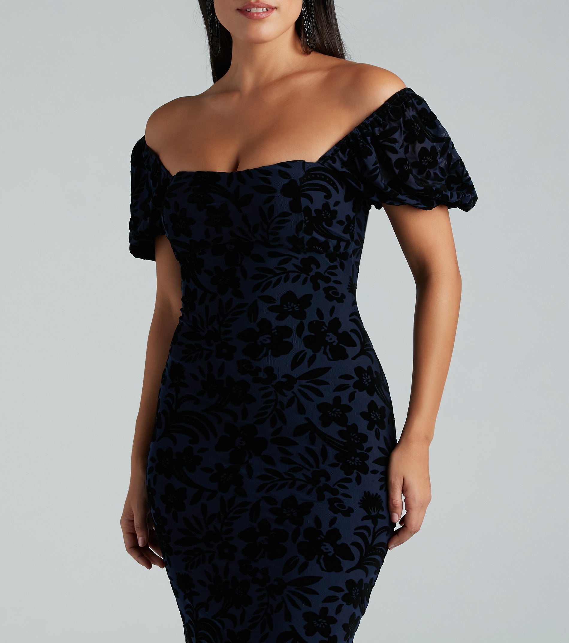 Kathleen Formal Velvet Floral Mermaid Long Dress - Image 4