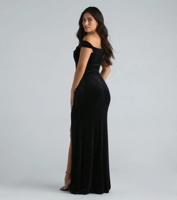 Frances Formal Velvet Off The Shoulder Dress - Image 2