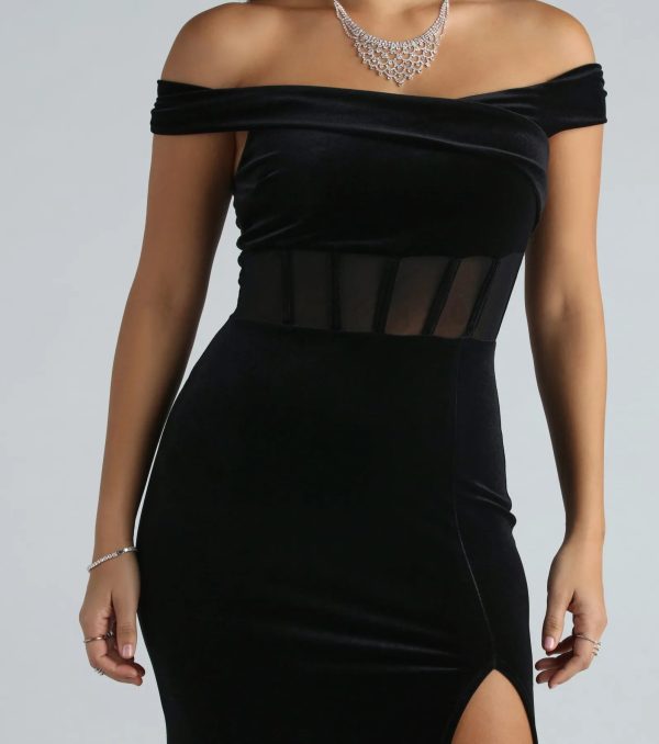 Frances Formal Velvet Off The Shoulder Dress - Image 4