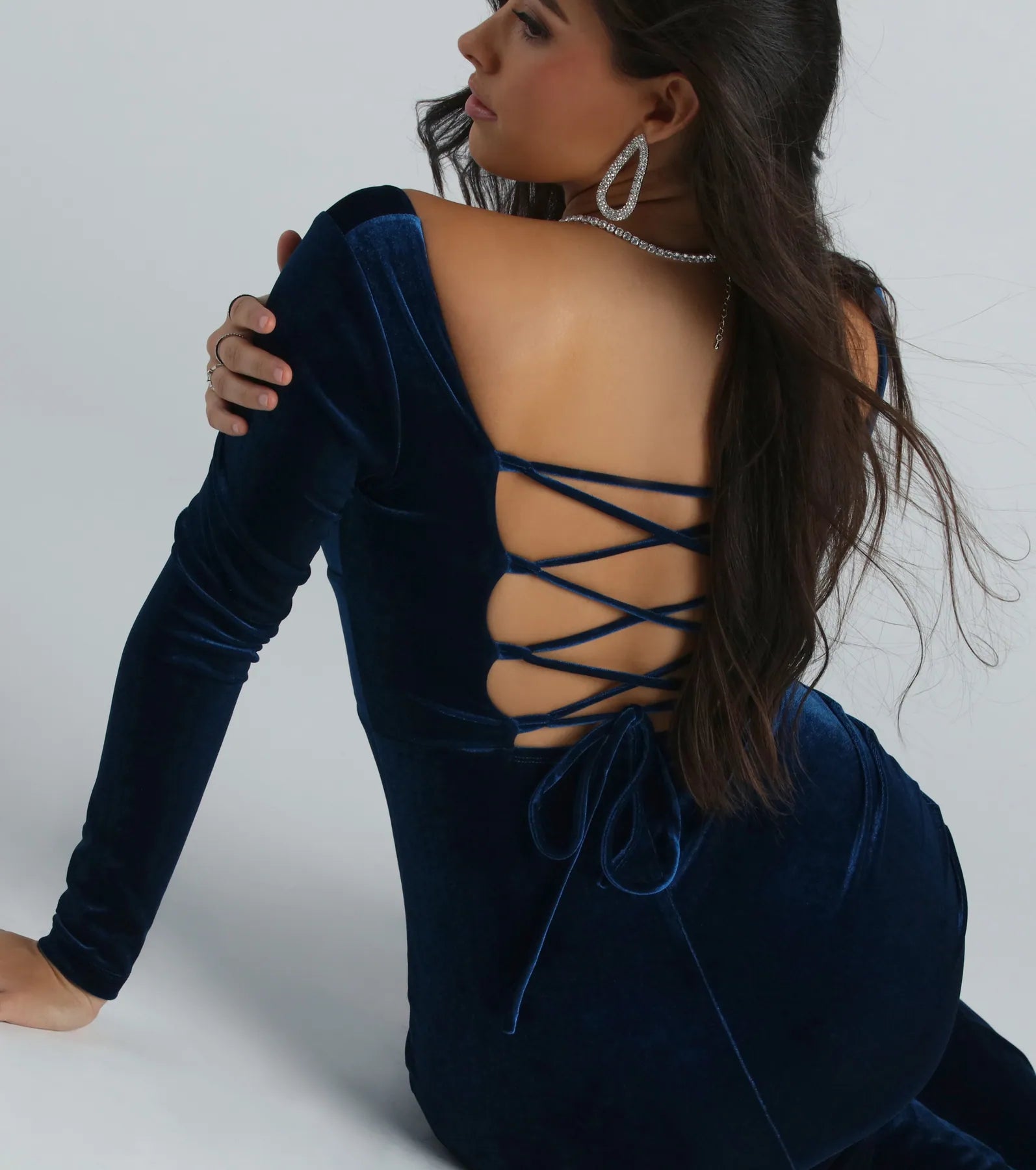 Pam Formal Velvet Long Sleeve Mermaid Dress - Image 3