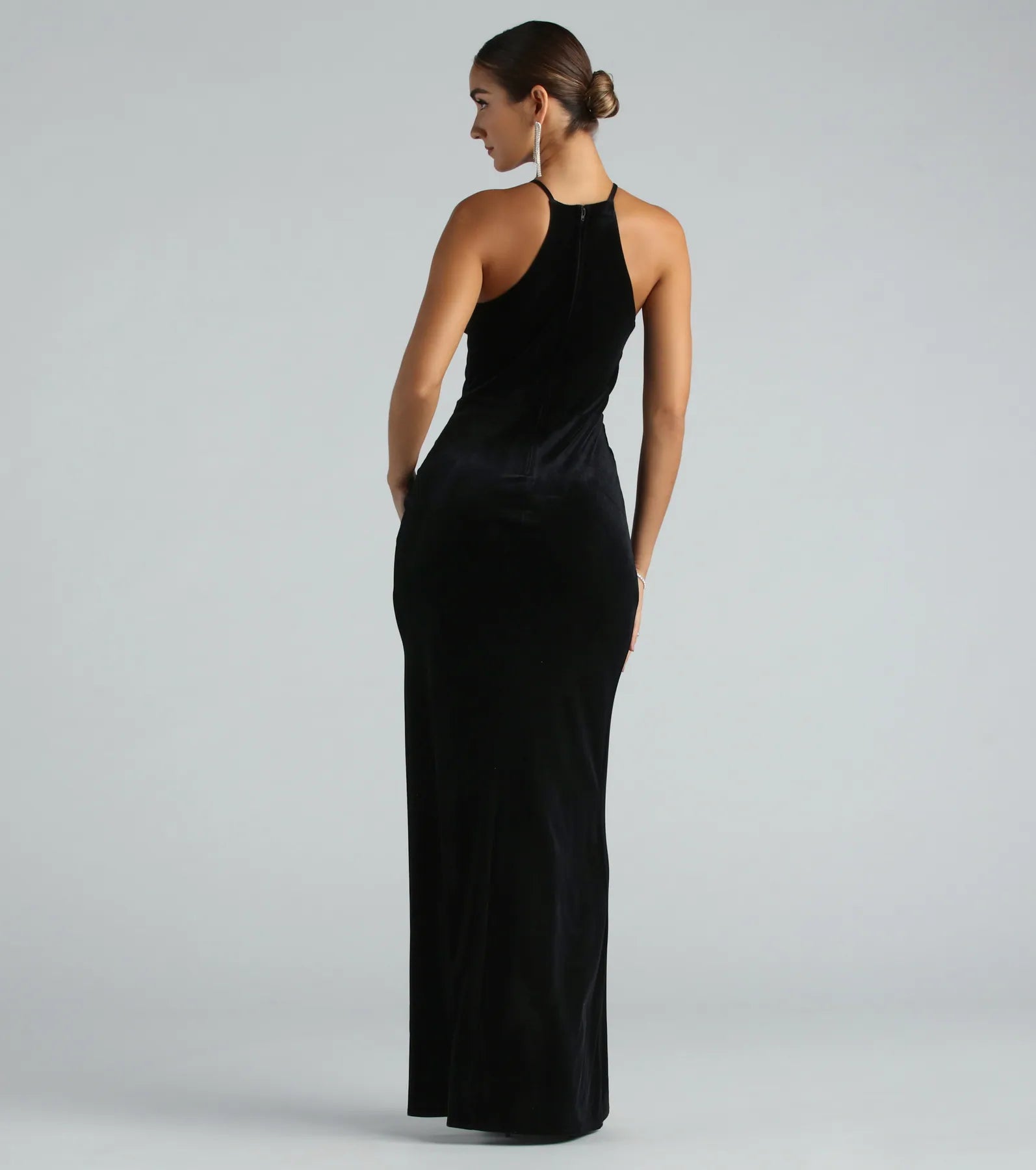 Marcela Formal Velvet High Neck Long Dress - Image 2