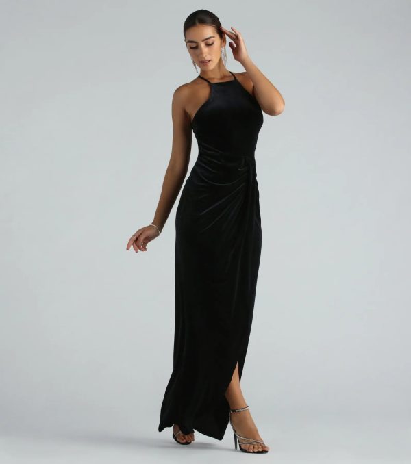Marcela Formal Velvet High Neck Long Dress - Image 3
