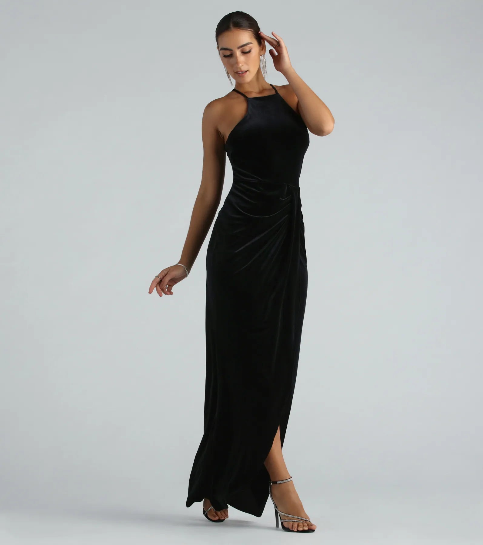 Marcela Formal Velvet High Neck Long Dress - Image 3