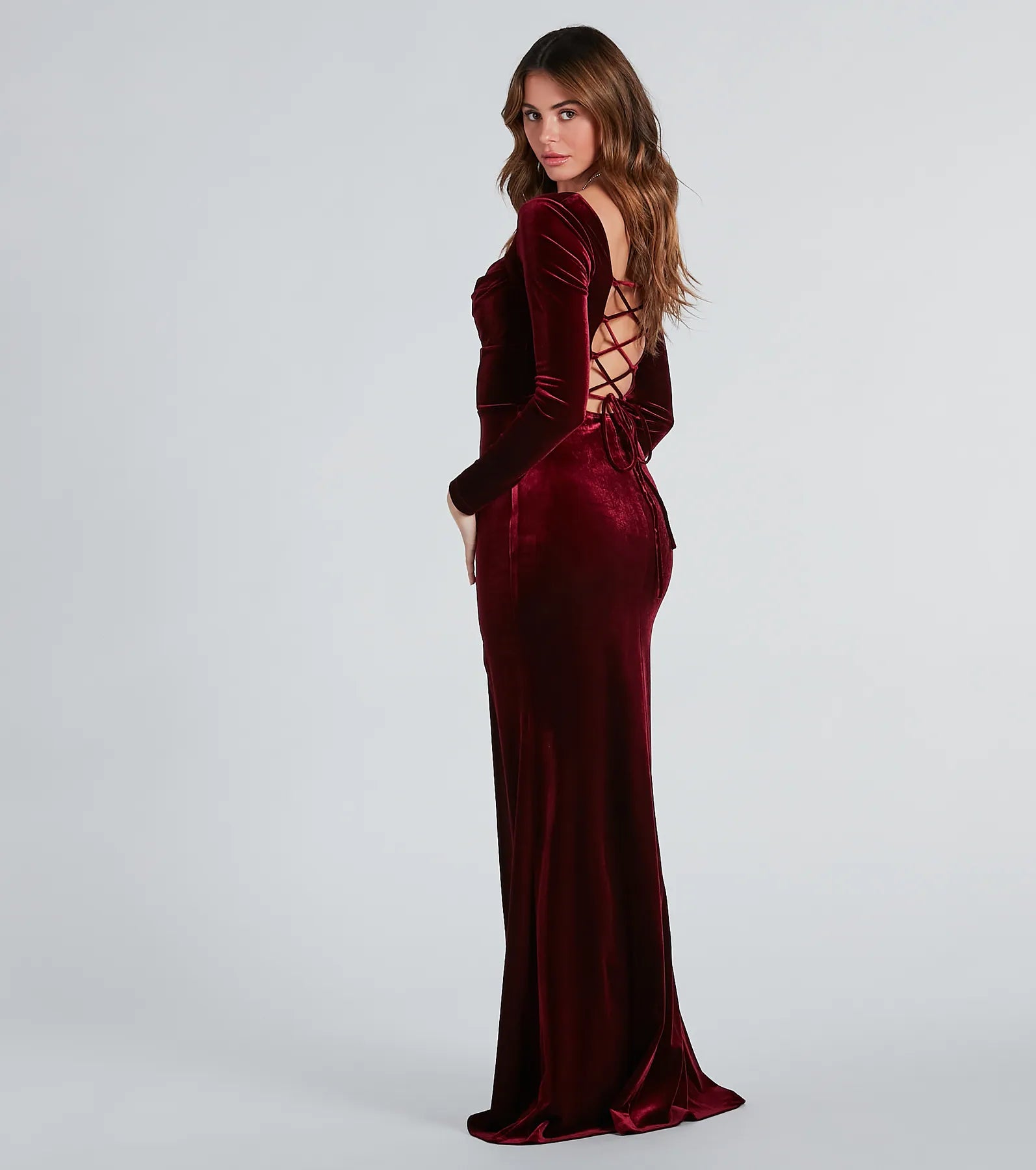 Pam Formal Velvet Long Sleeve Mermaid Dress - Image 6
