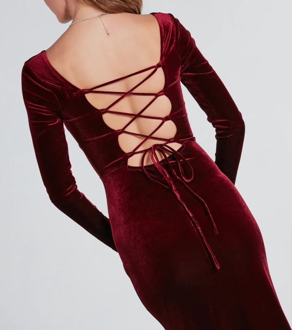 Pam Formal Velvet Long Sleeve Mermaid Dress - Image 8