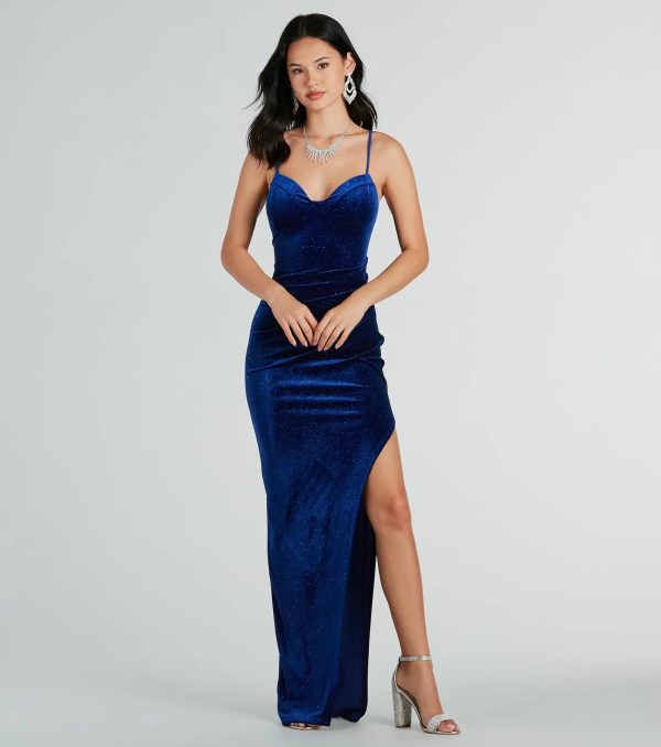 Massie Formal Glitter Velvet High Slit Dress - Image 5