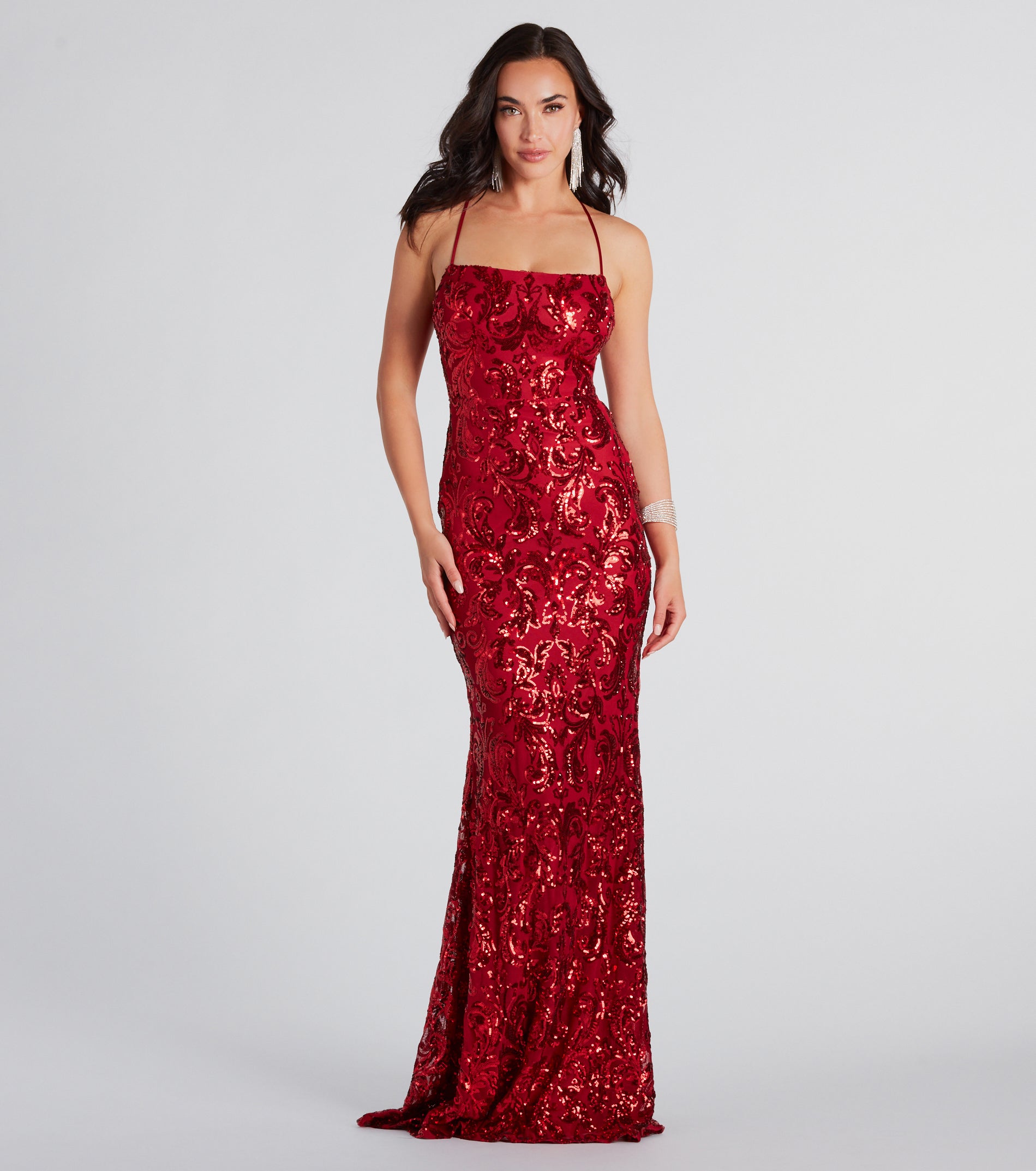 Lacie Formal Sequin Lace-Up Mermaid Dress - Image 5