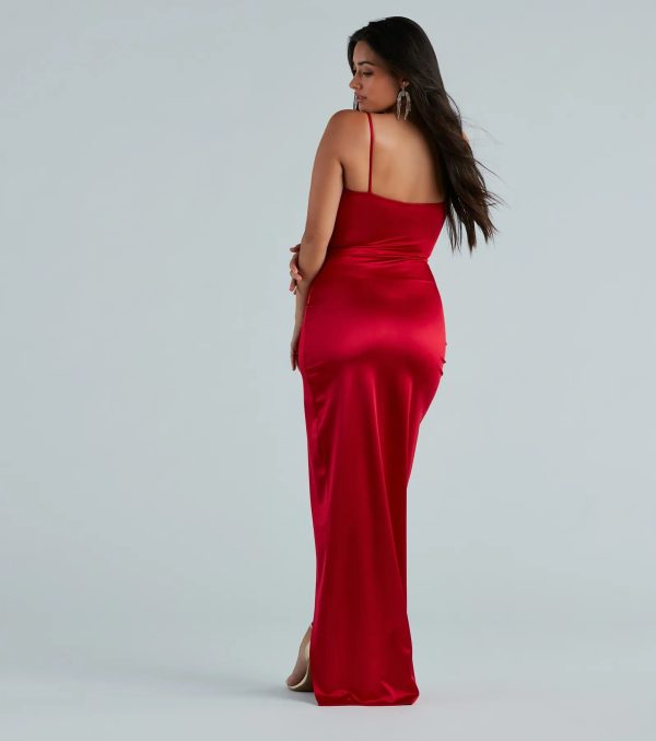 Mayra Formal Satin Slit Long Dress - Image 6