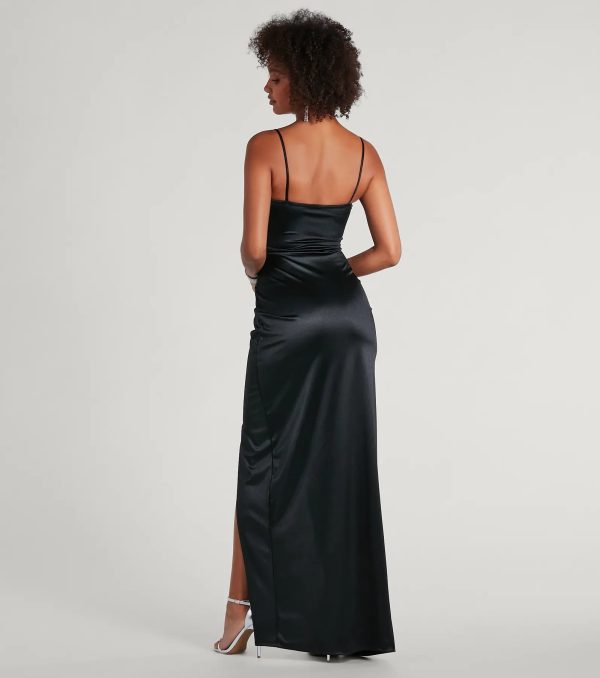 Mayra Formal Satin Slit Long Dress - Image 34