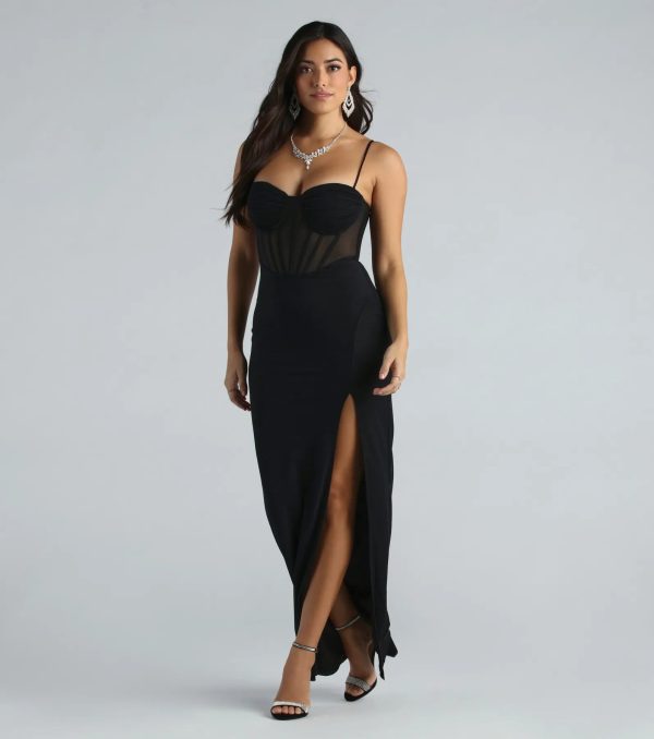 Jill Formal Mesh Bustier Slim Long Dress - Image 7