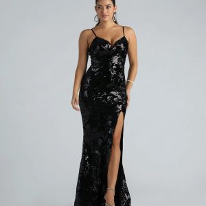 Sandy Formal Velvet Sequin Mermaid Dress
