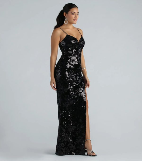 Sandy Formal Velvet Sequin Mermaid Dress - Image 3