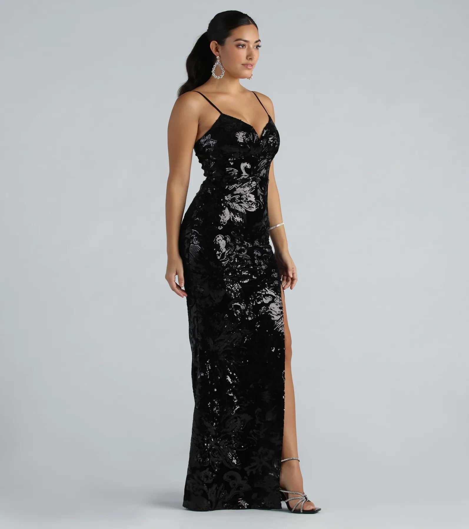 Sandy Formal Velvet Sequin Mermaid Dress - Image 3