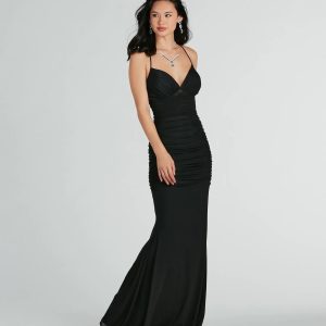 Lexi Formal Mesh Lace-Up Mermaid Long Dress