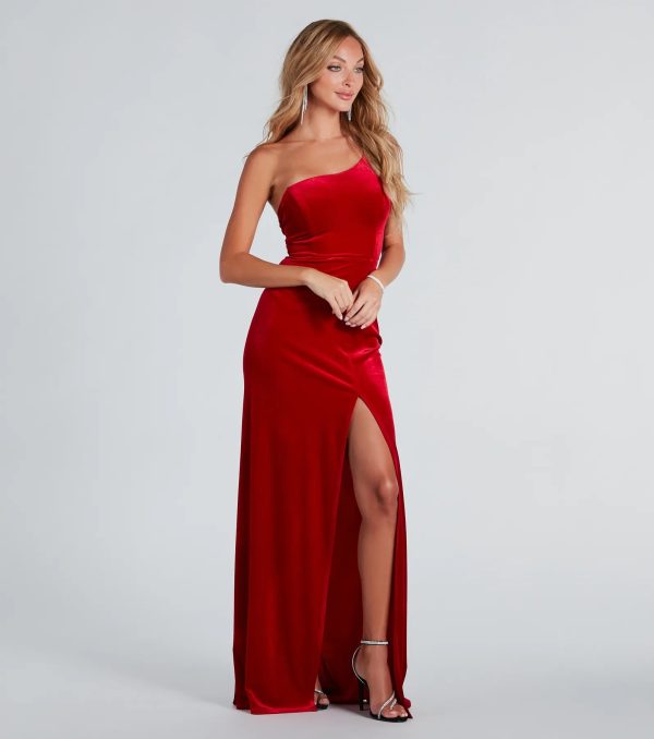 Loni Formal Velvet One-Shoulder Mermaid Dress - Image 3
