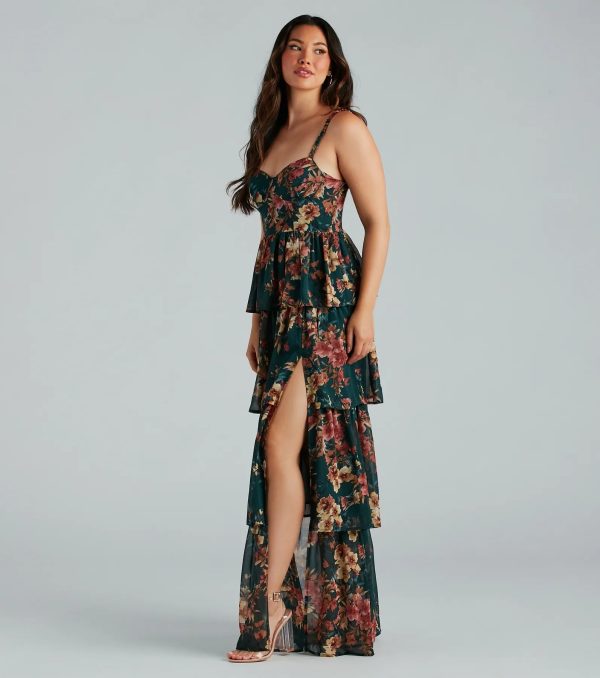 Rosie Formal Chiffon Floral Ruffled A-Line Dress - Image 3