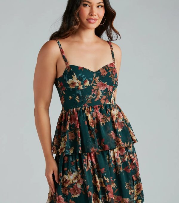 Rosie Formal Chiffon Floral Ruffled A-Line Dress - Image 4