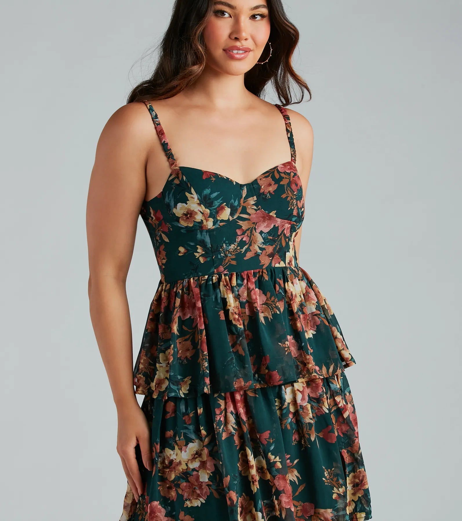 Rosie Formal Chiffon Floral Ruffled A-Line Dress - Image 4