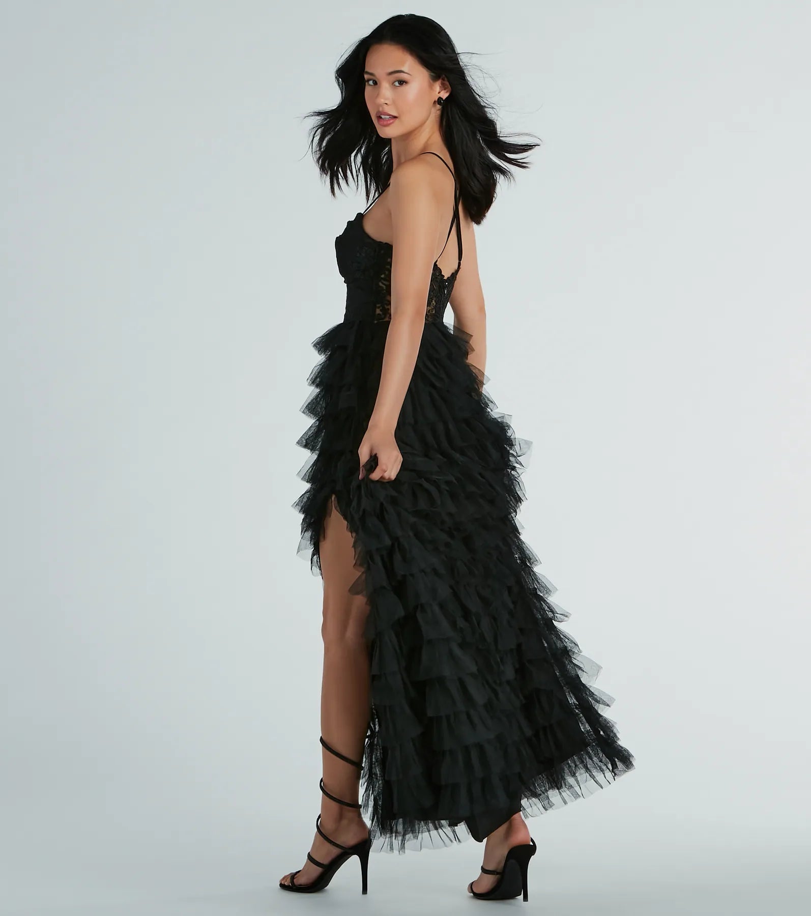 Rita Formal Lace Tulle A-Line Long Dress - Image 2