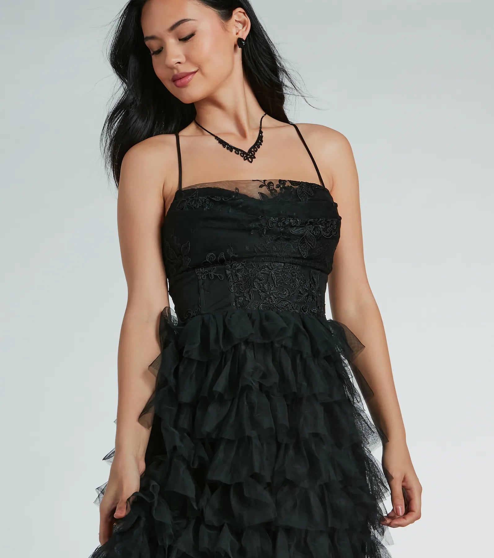 Rita Formal Lace Tulle A-Line Long Dress - Image 3
