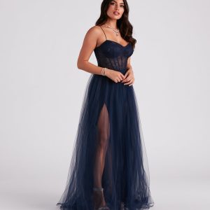 Hailey Lace Bustier Tulle Formal Dress