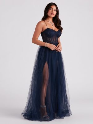 Hailey Lace Bustier Tulle Formal Dress