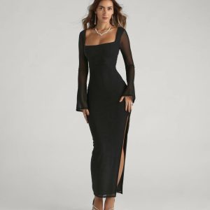 Becka Formal Mesh High Slit Column Dress