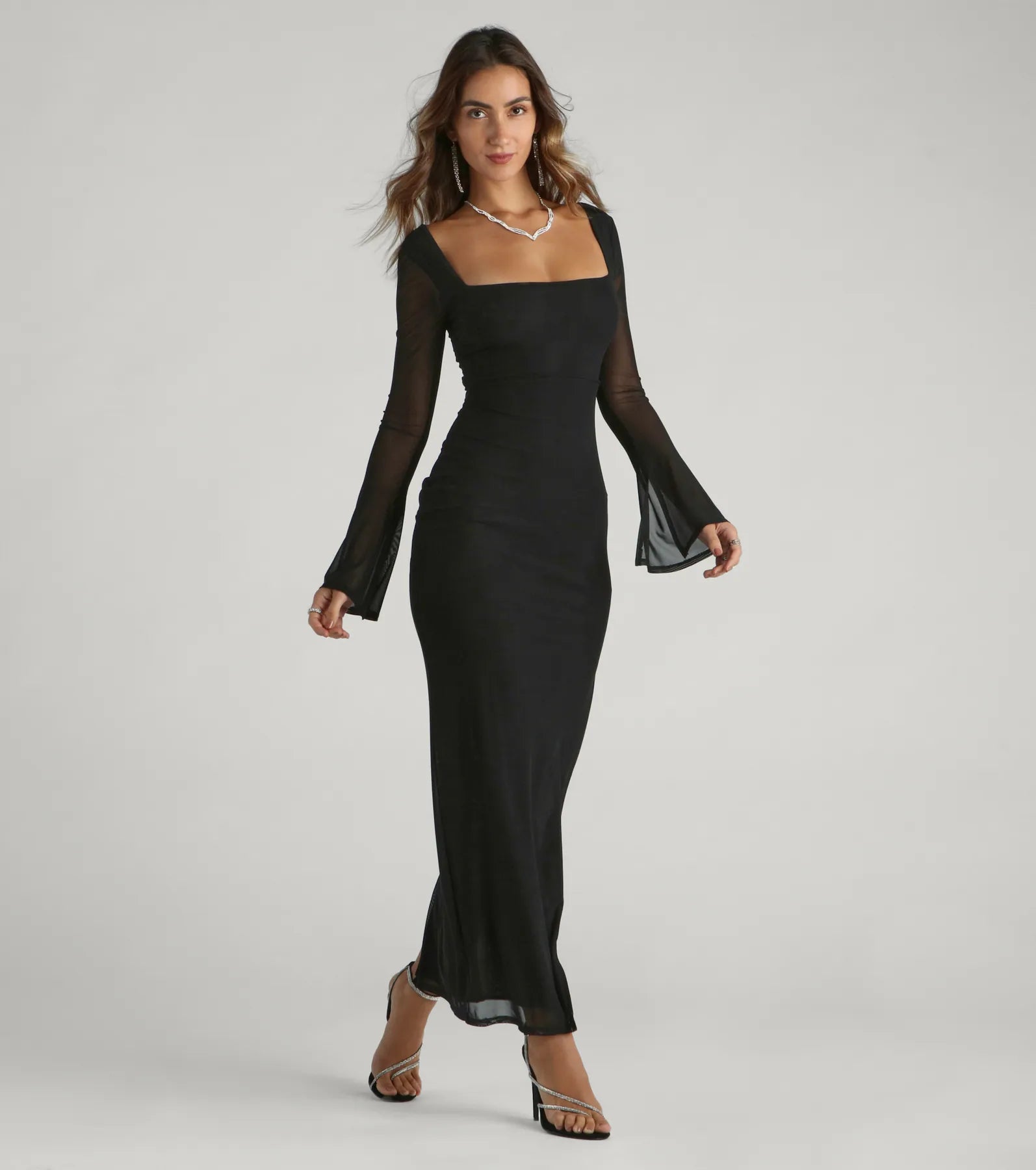 Becka Formal Mesh High Slit Column Dress - Image 3