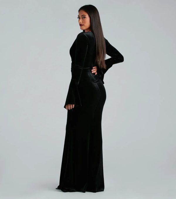 Milena Formal Velvet Bell Sleeve Mermaid Dress - Image 2