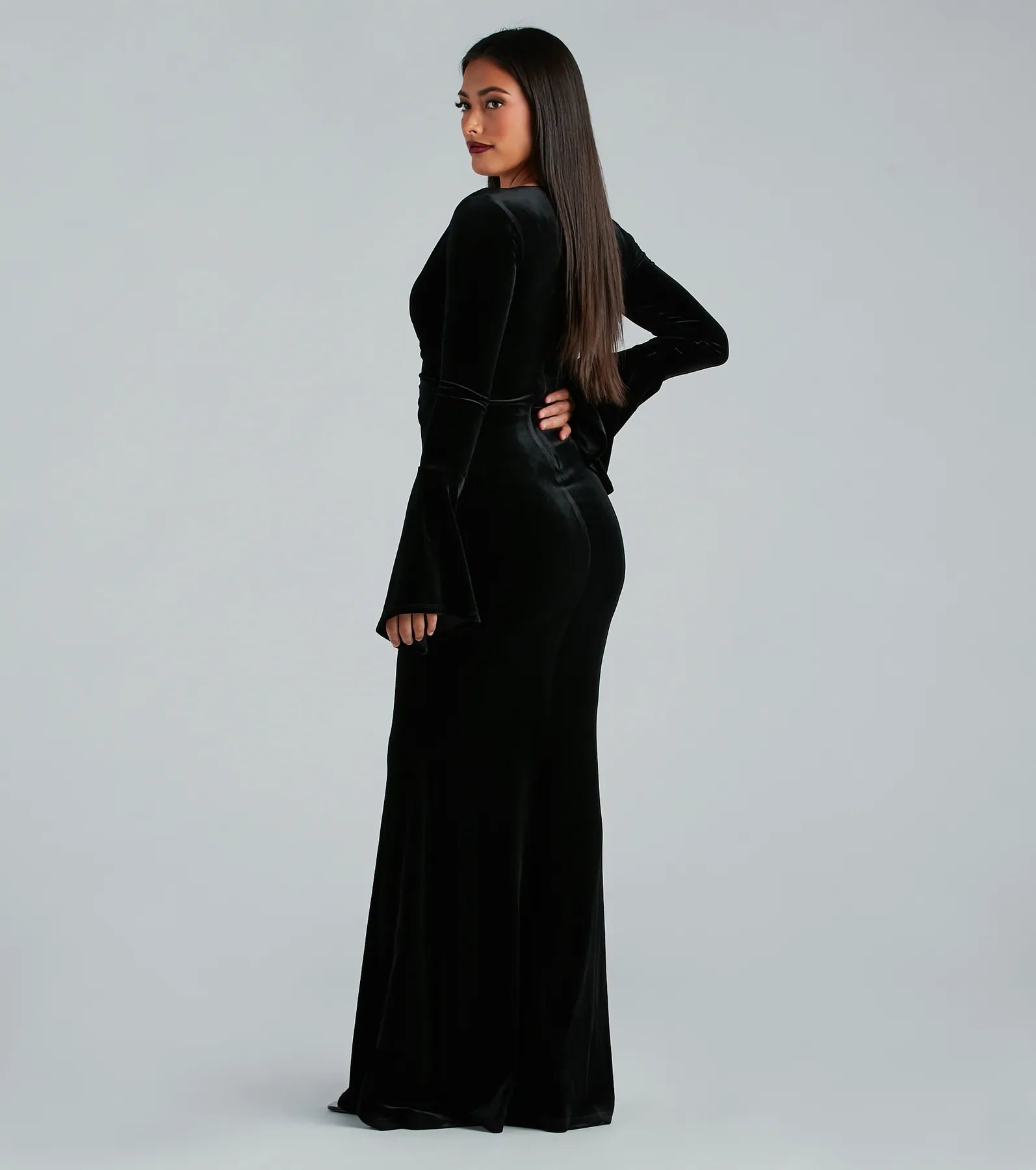 Milena Formal Velvet Bell Sleeve Mermaid Dress - Image 2