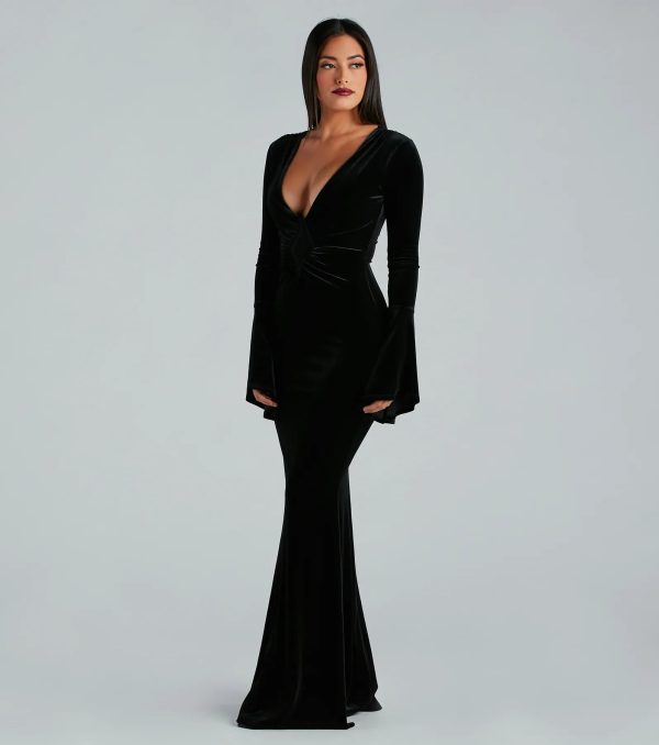 Milena Formal Velvet Bell Sleeve Mermaid Dress - Image 3