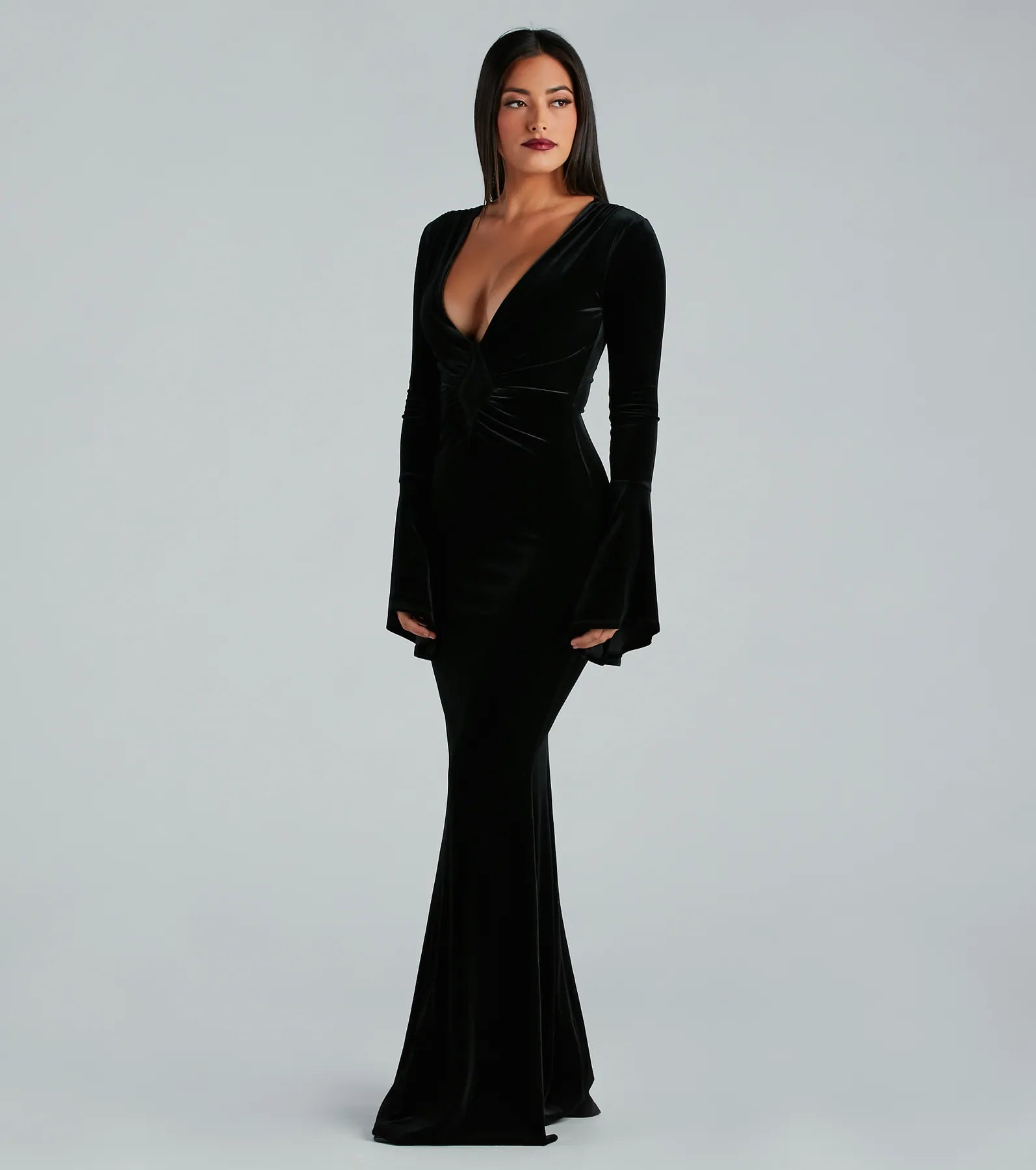 Milena Formal Velvet Bell Sleeve Mermaid Dress - Image 3