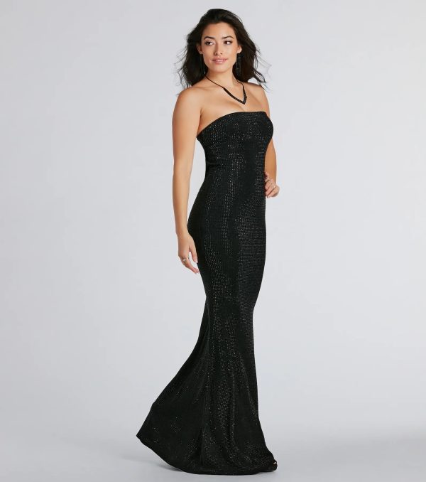 Ana Formal Rhinestone Cowl Back Long Dress - Image 3