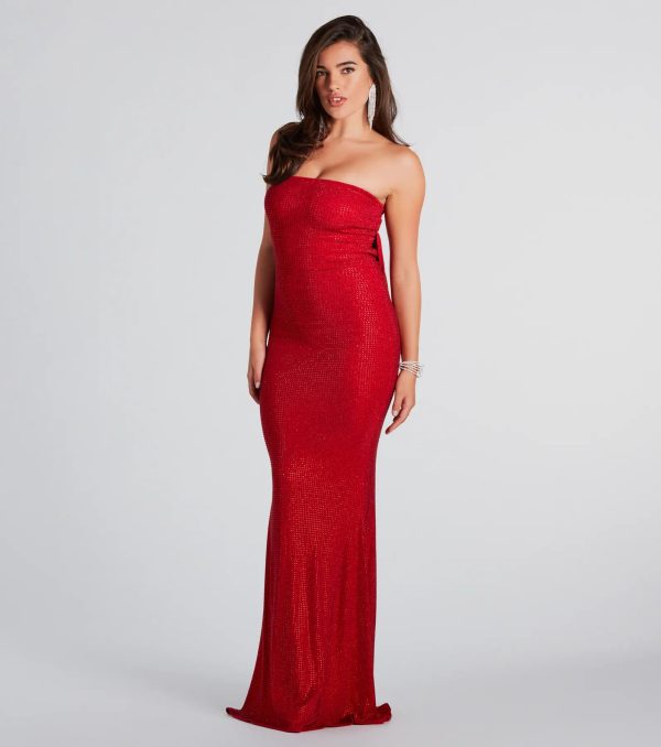 Ana Formal Rhinestone Cowl Back Long Dress - Image 7
