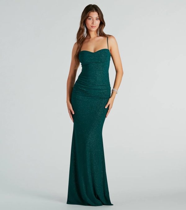 Ayanna Formal Glitter Ruched Mermaid Long Dress - Image 5