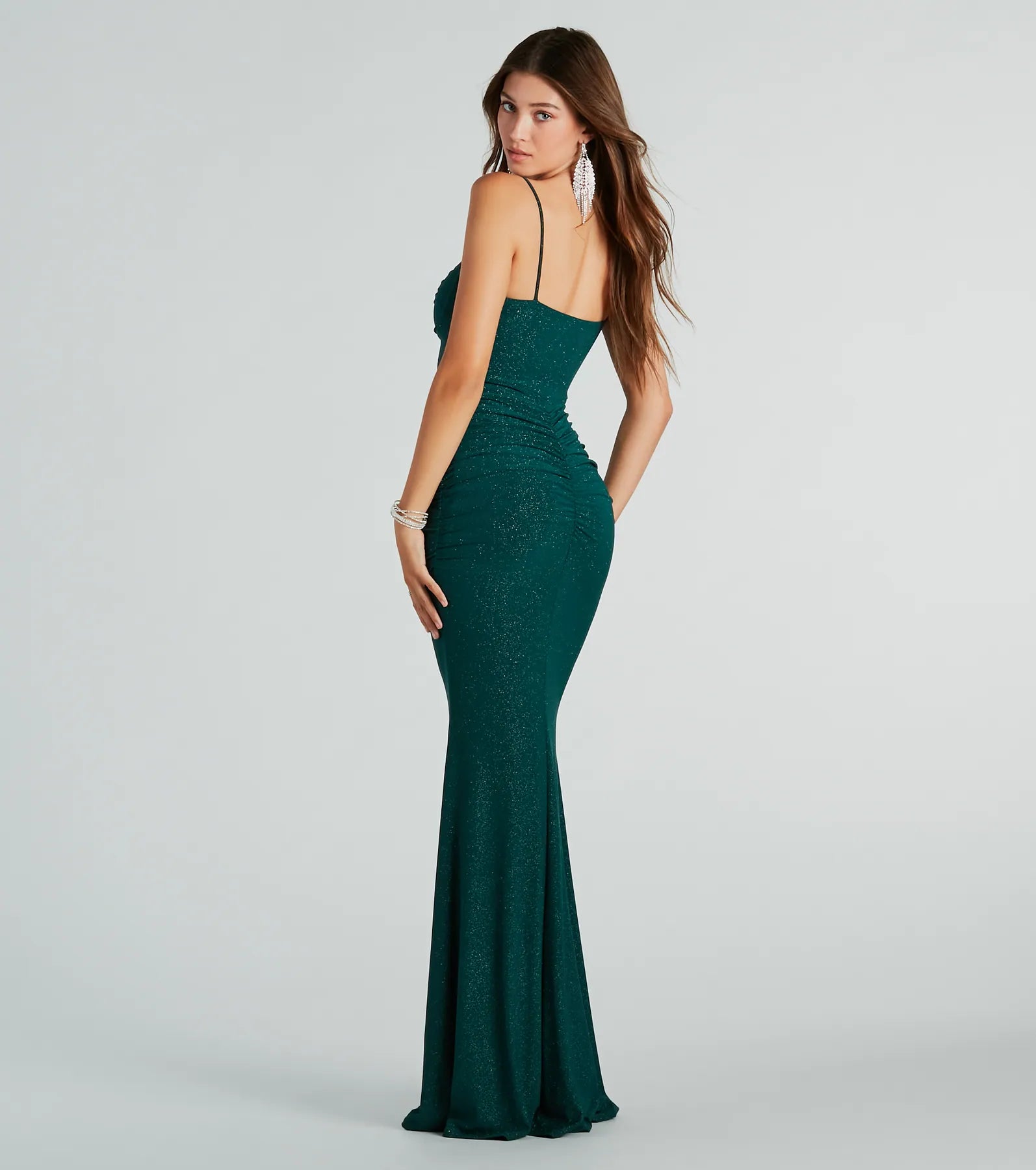 Ayanna Formal Glitter Ruched Mermaid Long Dress - Image 6