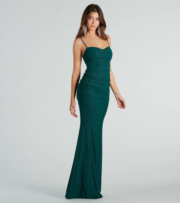 Ayanna Formal Glitter Ruched Mermaid Long Dress - Image 7