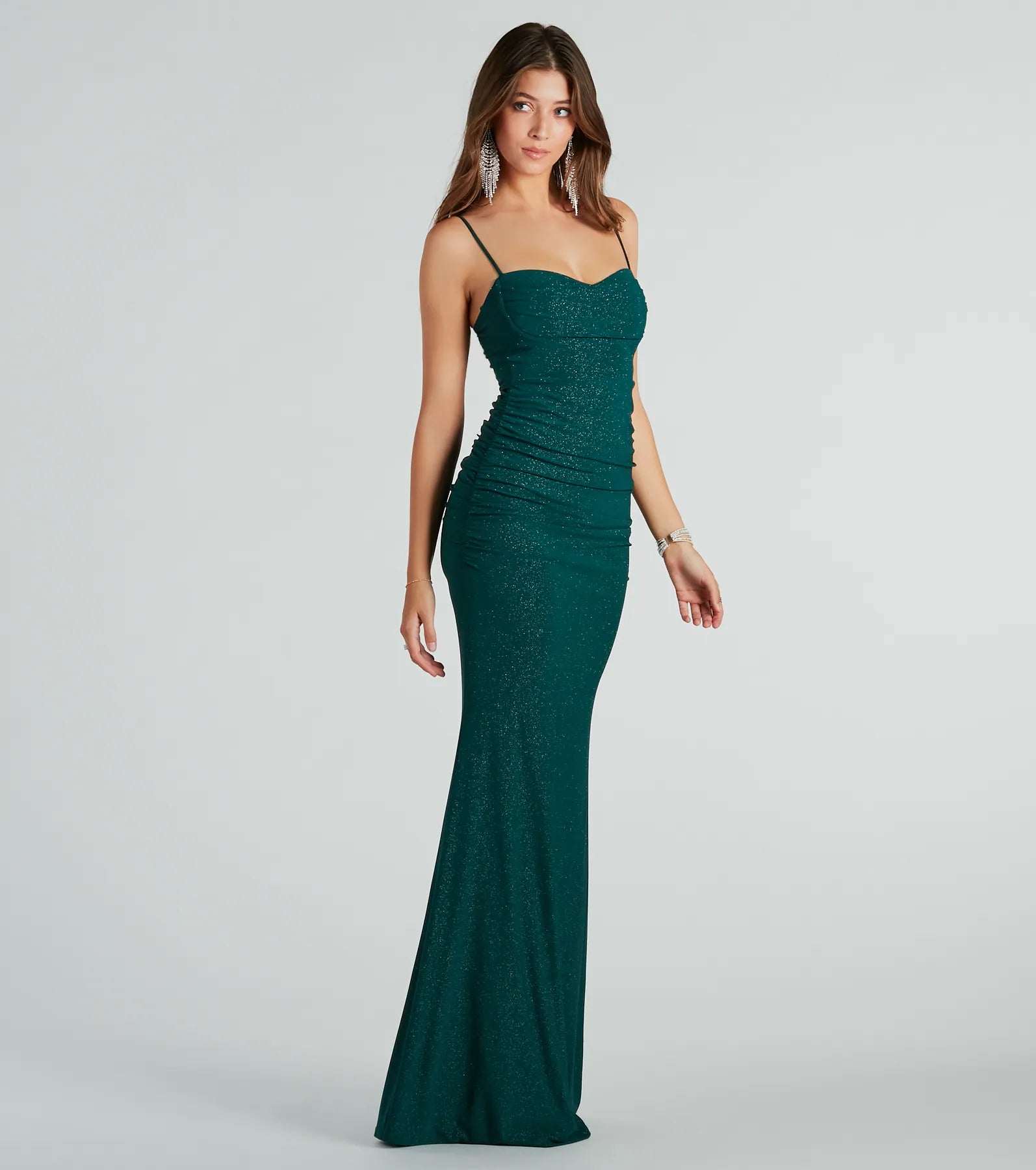 Ayanna Formal Glitter Ruched Mermaid Long Dress - Image 7