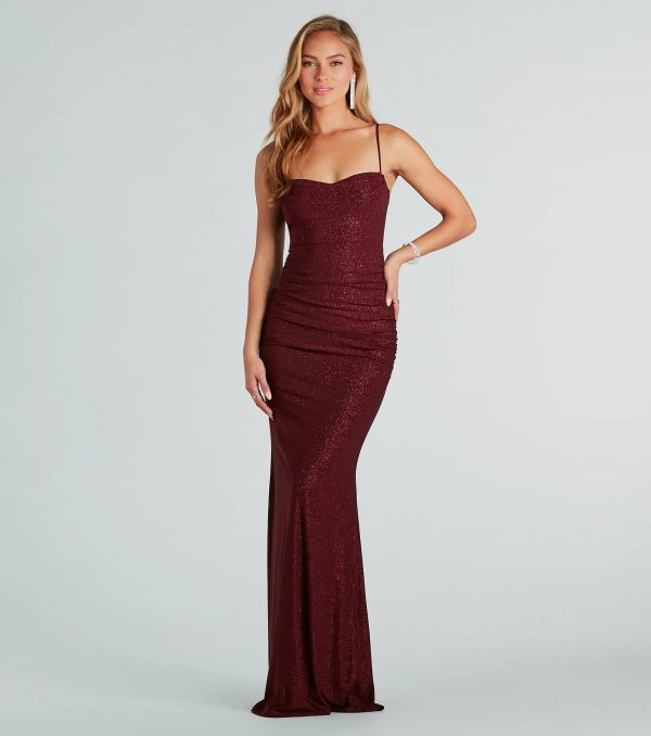 Ayanna Formal Glitter Ruched Mermaid Long Dress - Image 9