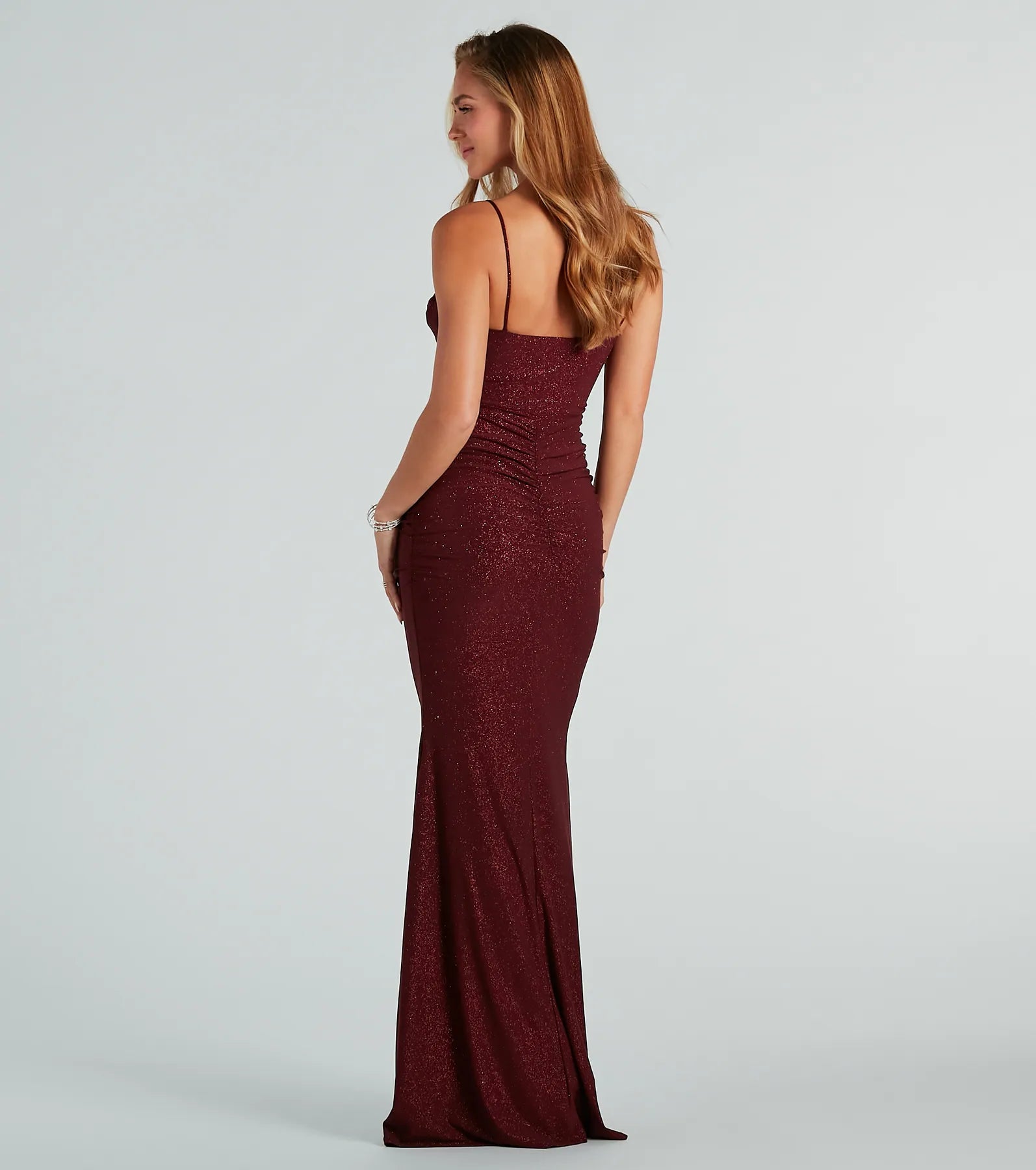 Ayanna Formal Glitter Ruched Mermaid Long Dress - Image 10
