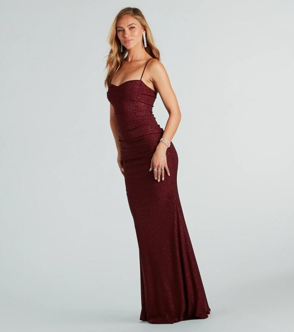 Ayanna Formal Glitter Ruched Mermaid Long Dress - Image 11