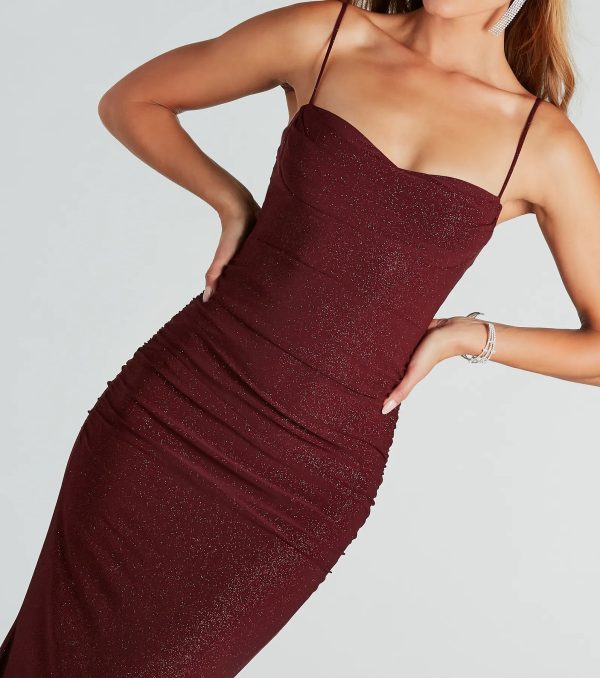 Ayanna Formal Glitter Ruched Mermaid Long Dress - Image 12