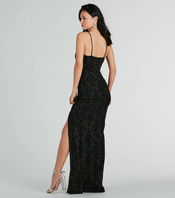 Eve Formal Velvet Scroll Mermaid Long Dress - Image 2